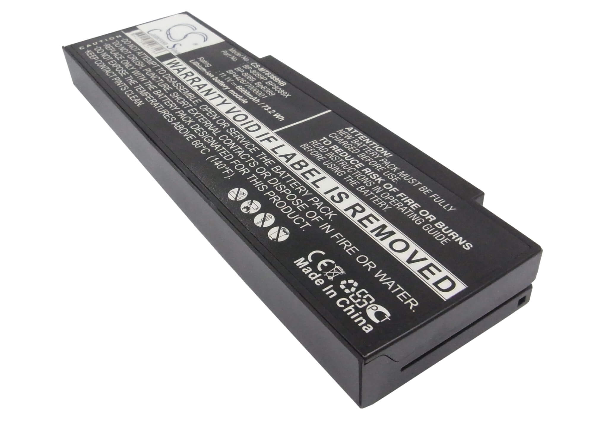 11.1V, 6600mAh, Li-ion Battery fits Packard Bell, E1245, Easy Note E1, 73.26Wh