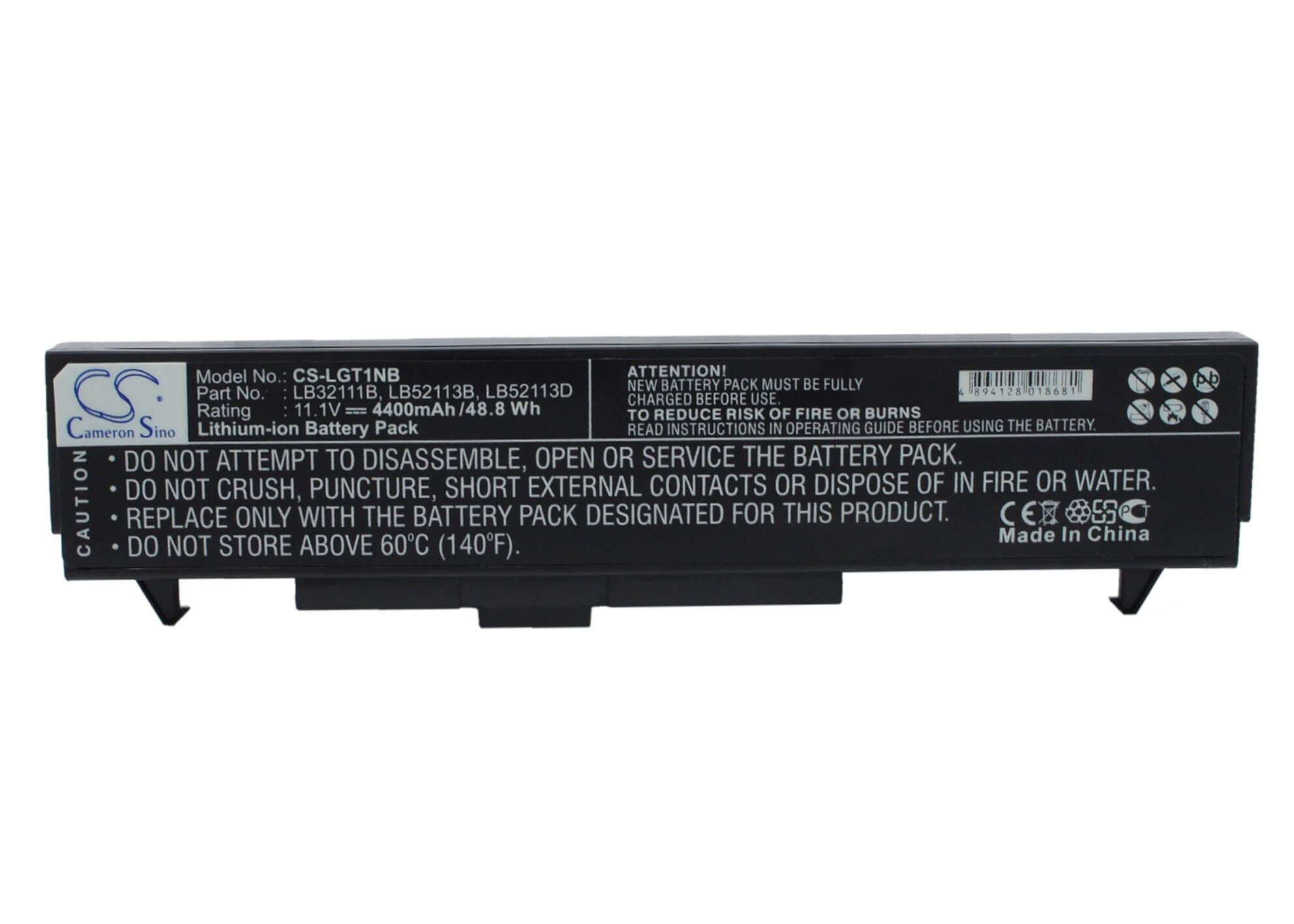 11.1V, 4400mAh, Li-ion Battery fits Hp, Presario B2000, 48.84Wh