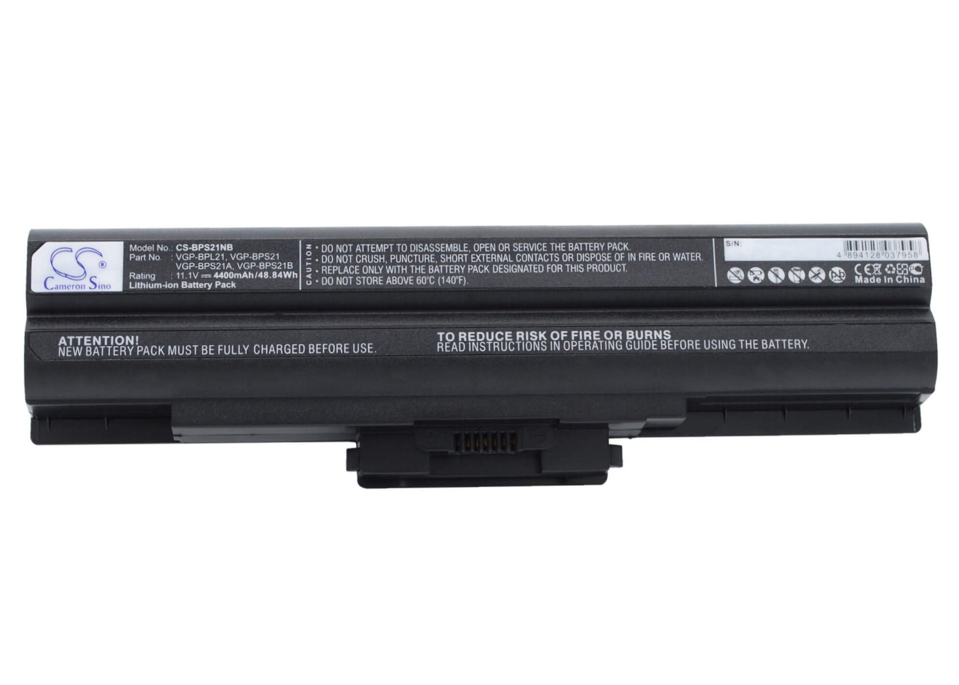 Black, 11.1V, 4400mAh, Li-ion Battery fits Sony, Aio Vpcf11jfx/b Vaio Vpcf11m1e, Pcg-61411l, 48.84Wh