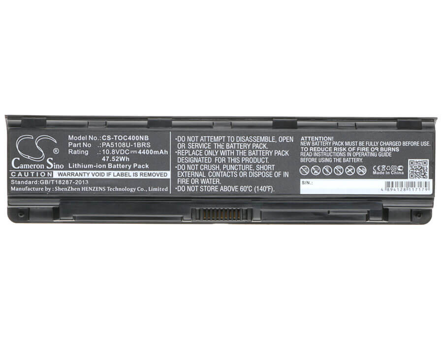 10.8V, 4400mAh, Li-ion Battery fits Toshiba, Satellite C40-ad05b1, Satellite C40-as20w1, 47.52Wh