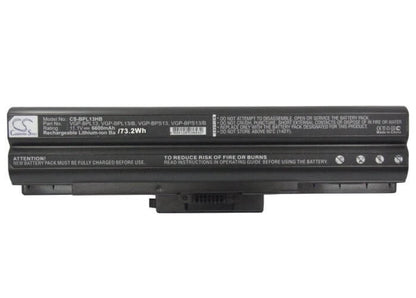 11.1V, 6600mAh, Li-ion Battery fits Sony, Vaio, Vaio Vgn-aw230j/h, 73.26Wh