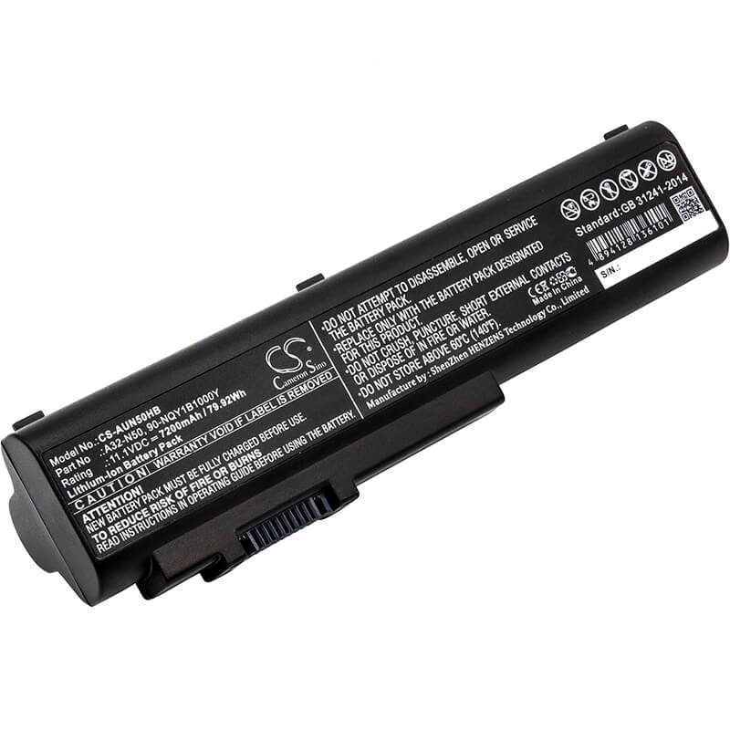 11.1V, 7200mAh, Li-ion Battery fits Asus, N50, N50a, 79.92Wh