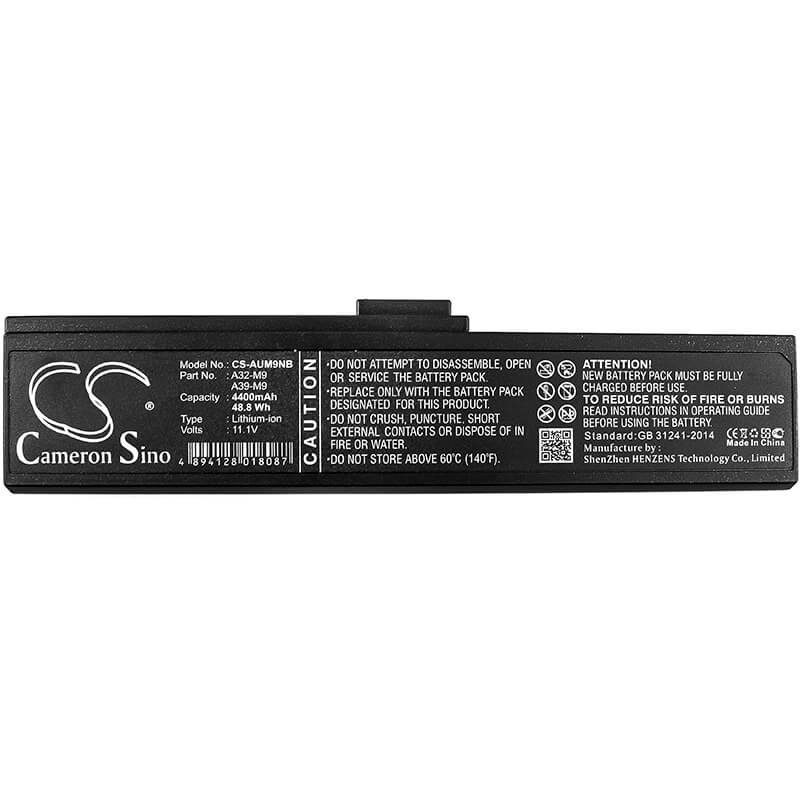 11.1V, 4400mAh, Li-ion Battery fits Asus, M9, M9a, 48.84Wh