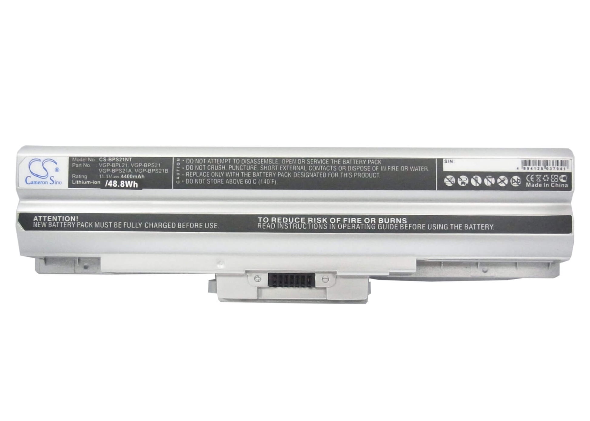 Silver, 11.1V, 4400mAh, Li-ion Battery fits Sony, Aio Vpcf11jfx/b Vaio Vpcf11m1e, Pcg-61411l, 48.84Wh