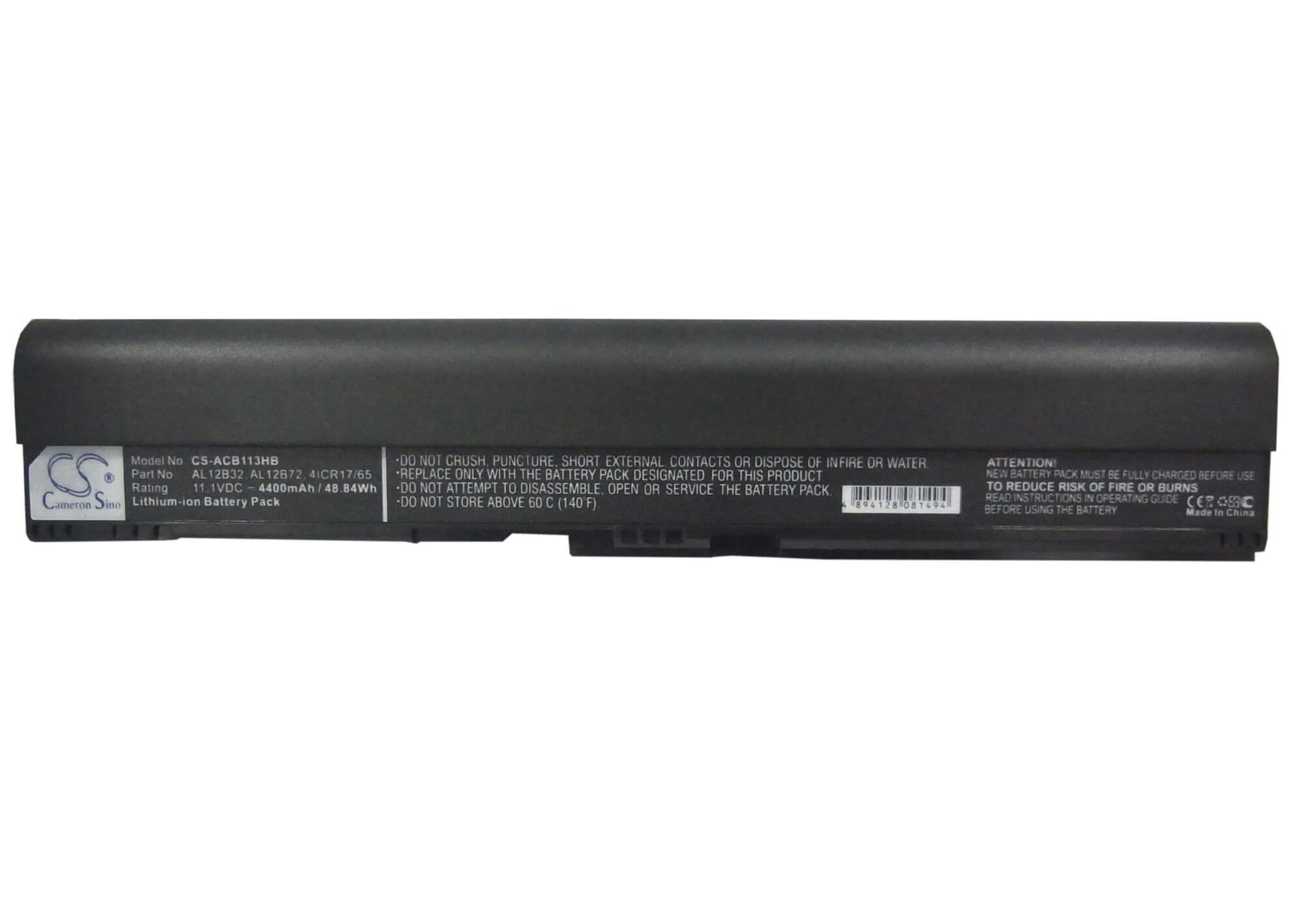 11.1V, 4400mAh, Li-ion Battery fits Acer, Aspire C710, Aspire One 725, 48.84Wh