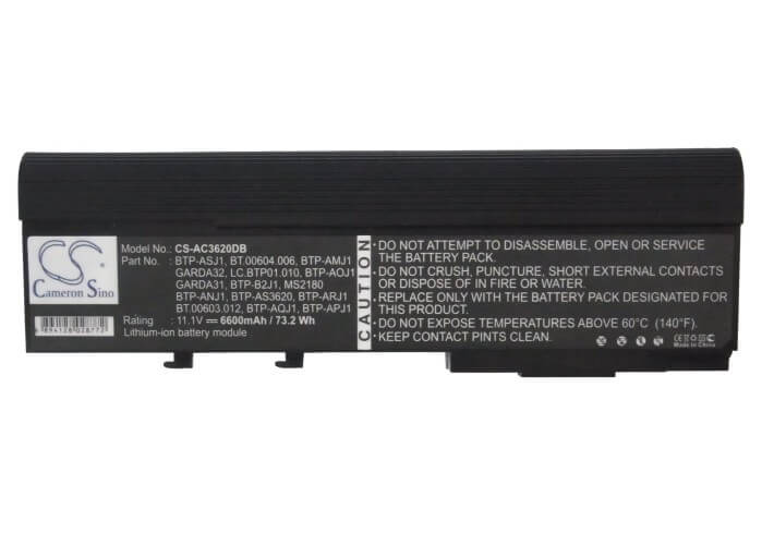 11.1V, 6600mAh, Li-ion Battery fits Acer, Aspire 2420, Aspire 2920, 73.26Wh