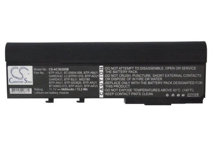 11.1V, 6600mAh, Li-ion Battery fits Acer, Aspire 2420, Aspire 2920, 73.26Wh