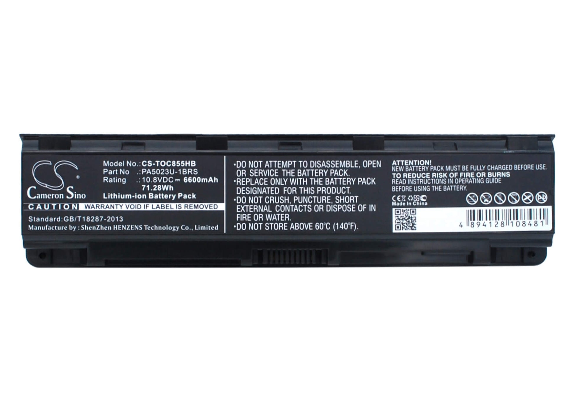 10.8V, 6600mAh, Li-ion Battery fits Toshiba, Dynabook Qosmio T752, Dynabook Qosmio T752/t, 71.28Wh