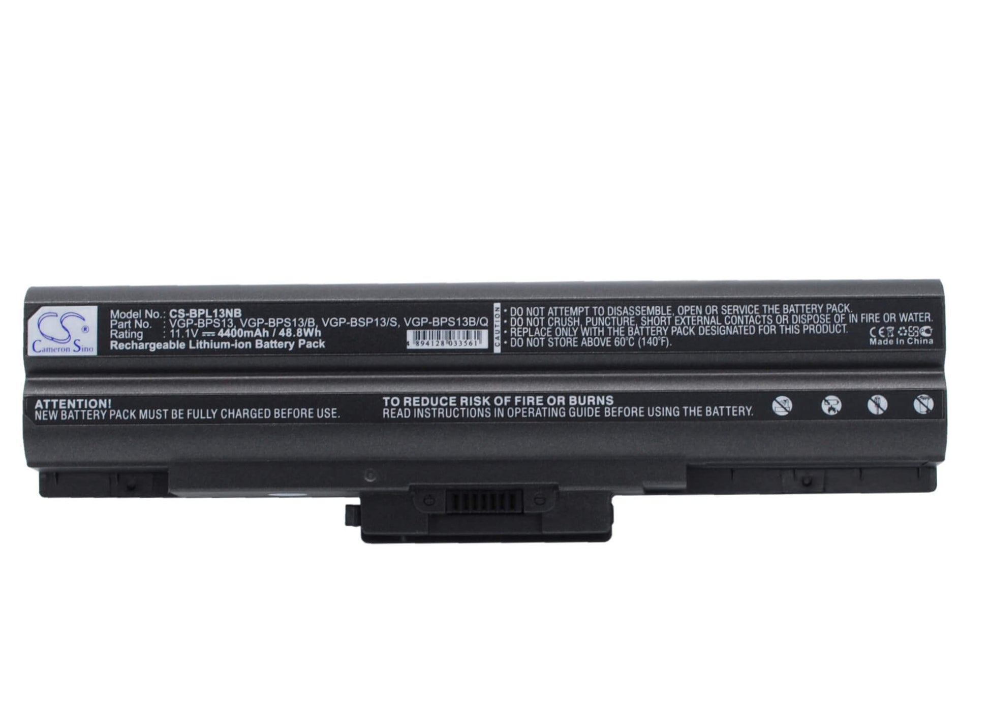 11.1V, 4400mAh, Li-ion Battery fits Sony, Vaio, Vaio Vgn-sr290jtj, 48.84Wh