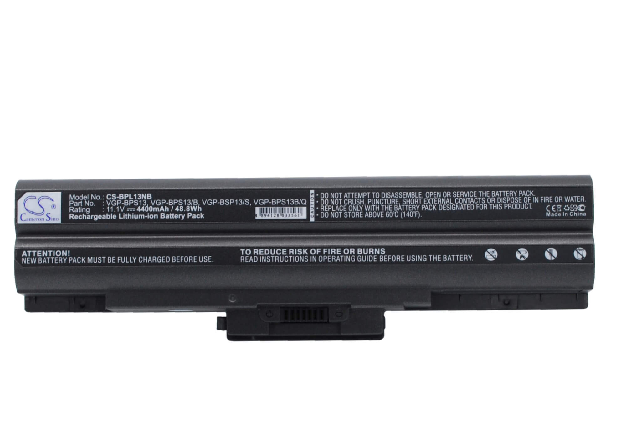 11.1V, 4400mAh, Li-ion Battery fits Sony, Vaio, Vaio Vgn-sr290jtj, 48.84Wh
