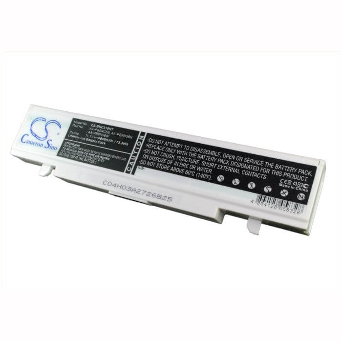 White, 11.1V, 6600mAh, Li-ion Battery fits Samsung, Np-540-js03au, Np-np-r540, 73.26Wh