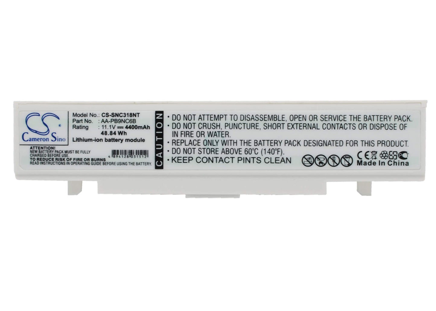 White, 11.1V, 4400mAh, Li-ion Battery fits Samsung, Np-540-js03au, Np-np-r540, 48.84Wh