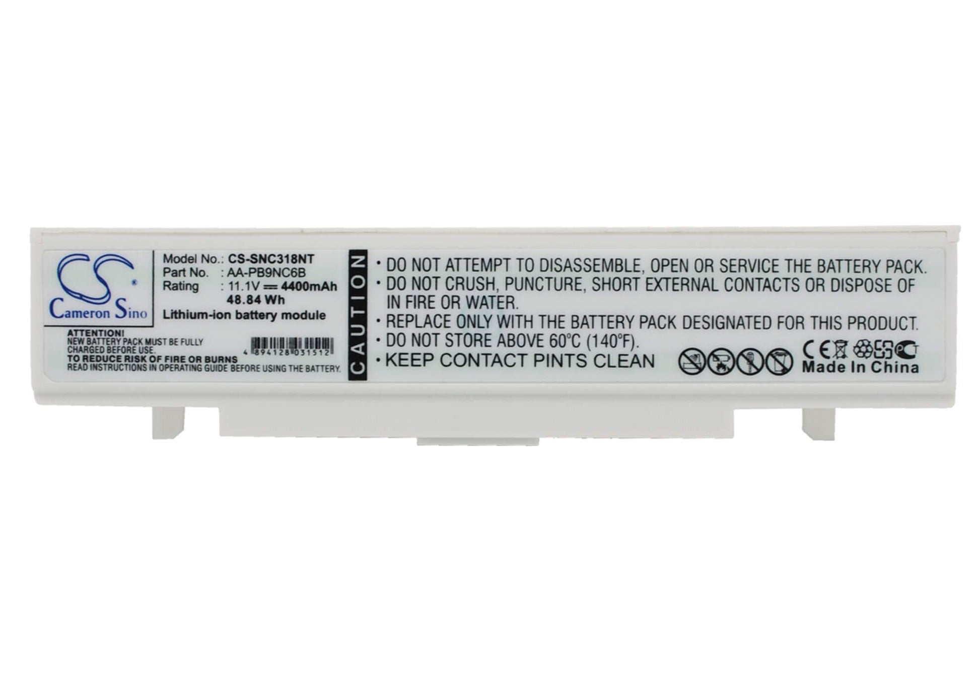 White, 11.1V, 4400mAh, Li-ion Battery fits Samsung, Np-540-js03au, Np-np-r540, 48.84Wh