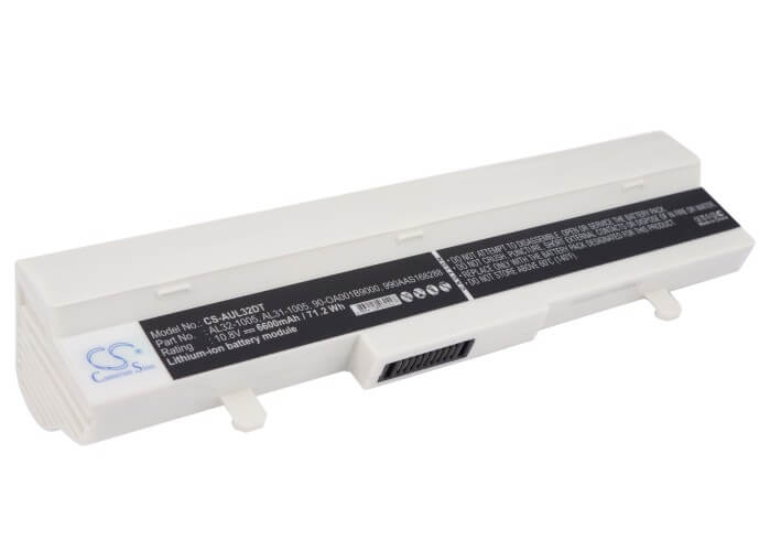 White, 10.8V, 6600mAh, Li-ion Battery fits Asus, Eee Pc 1001ha, Eee Pc 1005, 71.28Wh