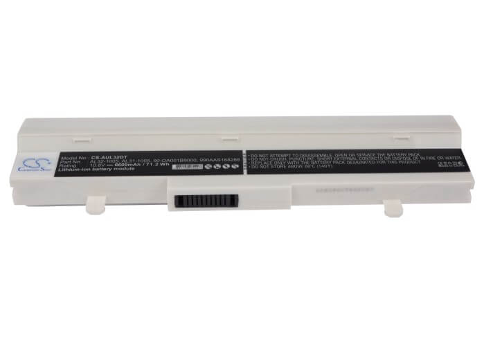 White, 10.8V, 6600mAh, Li-ion Battery fits Asus, Eee Pc 1001ha, Eee Pc 1005, 71.28Wh