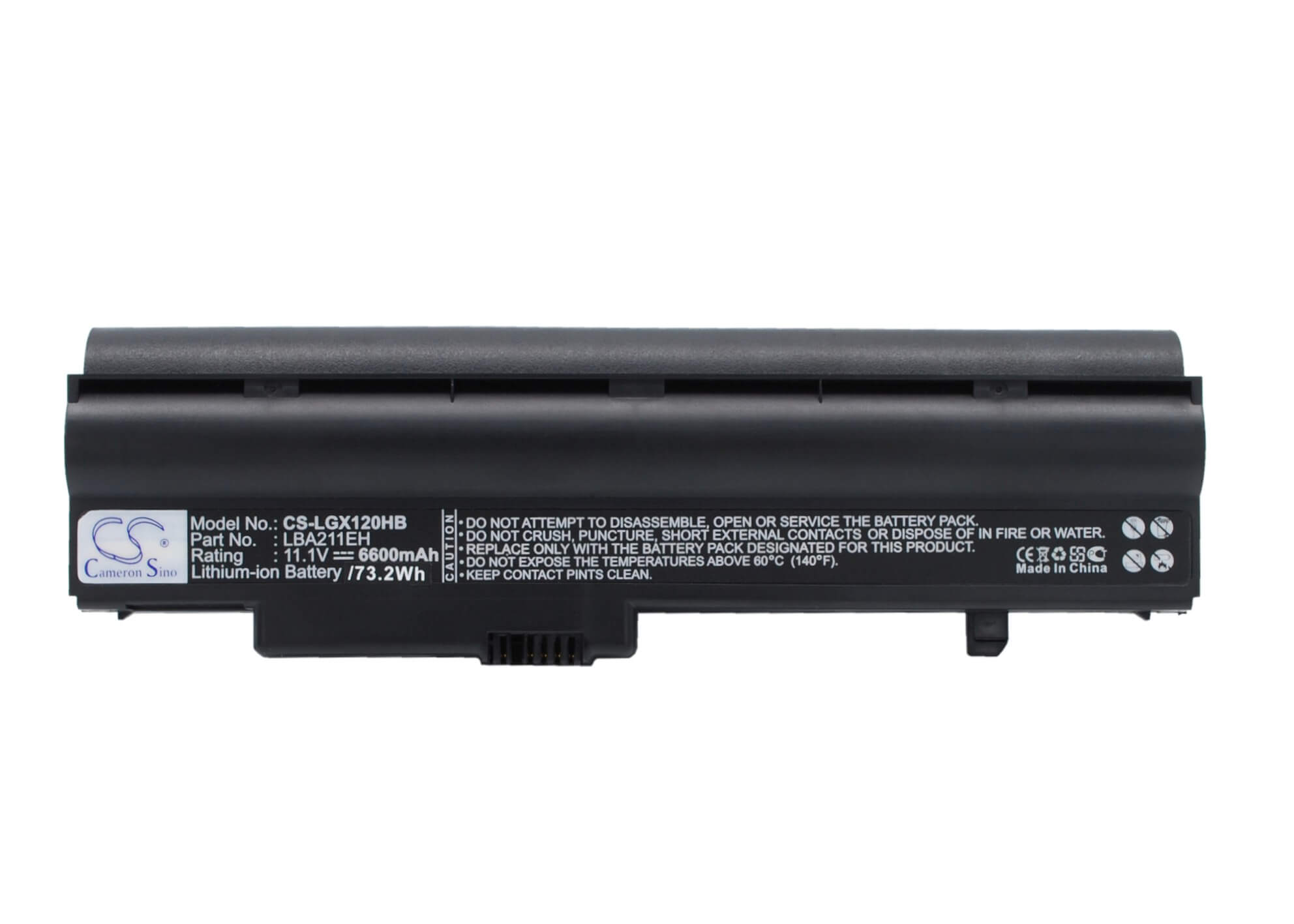 Black, 11.1V, 6600mAh, Li-ion Battery fits Lg, X120, X120-g, 73.26Wh