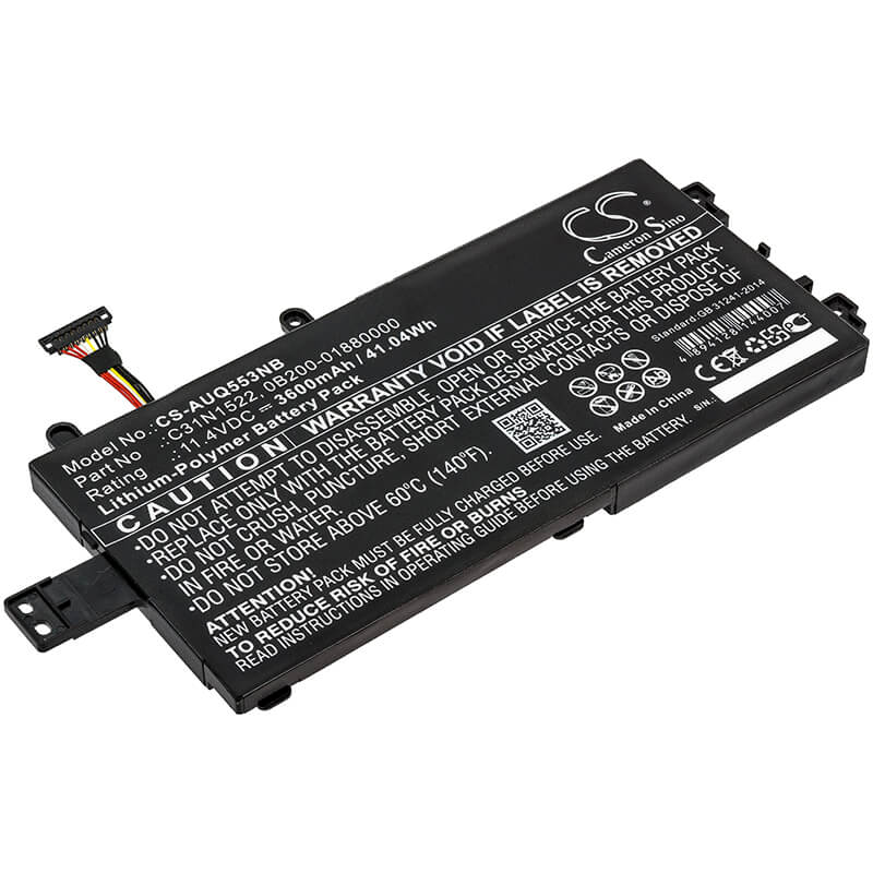 11.4V, 3600mAh, Li-Polymer Battery fits Asus, Q553u, Q553ub-bsi7t13, 41.04Wh