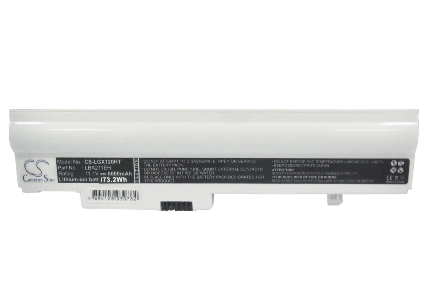 White, 11.1V, 6600mAh, Li-ion Battery fits Lg, X120, X120-g, 73.26Wh