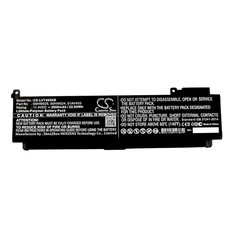 CS-LVT460NB, Notebook, Laptop 11.4V, 2000mAh, Li-Polymer Battery fits Lenovo, T460s-2mcd, T460s-2ncd, 22.8Wh