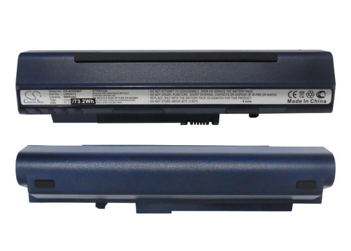 Blue, 11.1V, 6600mAh, Li-ion Battery fits Gateway, Lt1000, Lt1001, 73.26Wh