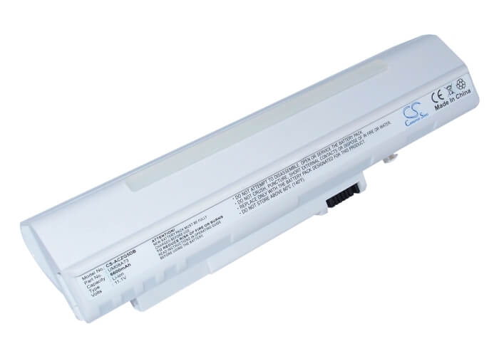 White, 11.1V, 6600mAh, Li-ion Battery fits Acer, Aspire One, Aspire One 531h, 73.26Wh