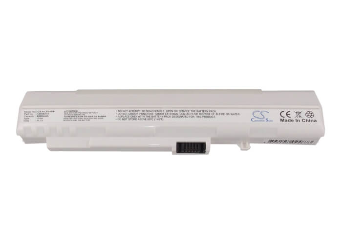 White, 11.1V, 6600mAh, Li-ion Battery fits Acer, Aspire One, Aspire One 531h, 73.26Wh