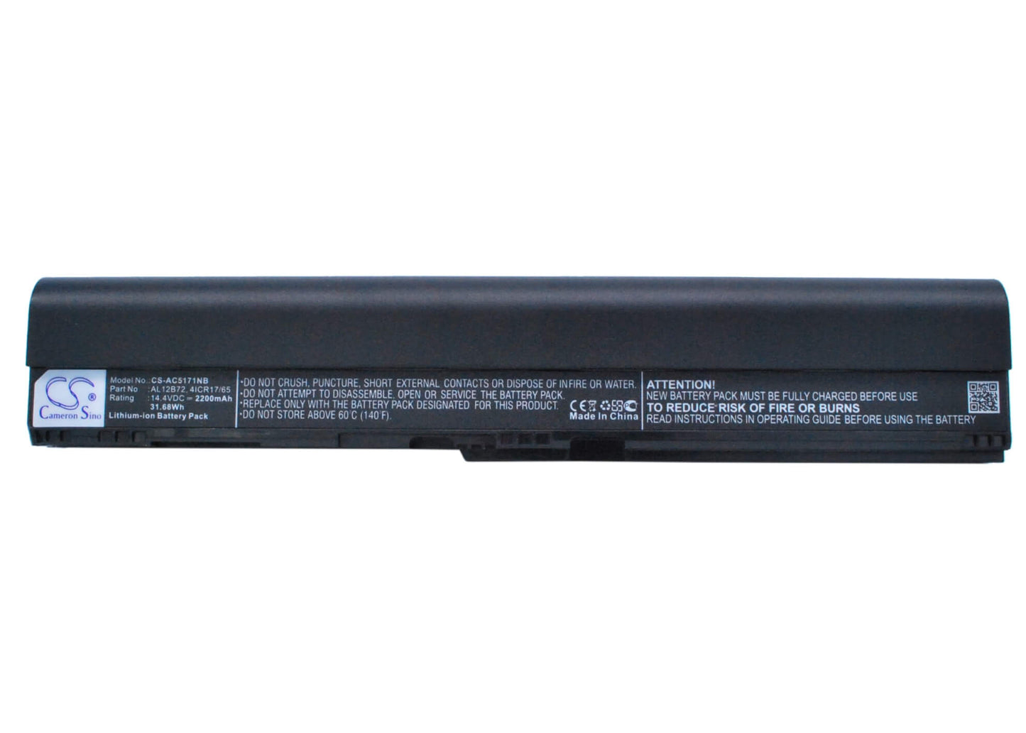 14.4V, 2200mAh, Li-ion Battery fits Acer, Aspire One 725, Aspire One 756, 31.68Wh