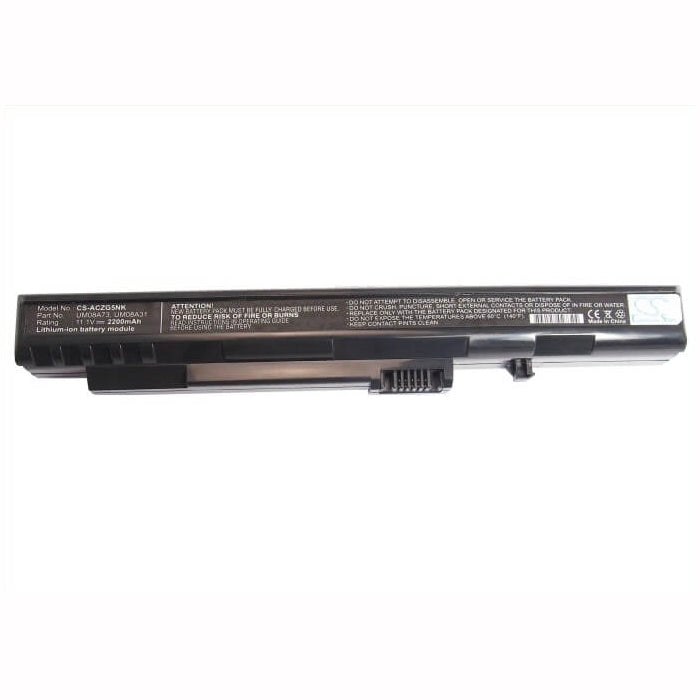 Black, 11.1V, 2200mAh, Li-ion Battery fits Acer, Aspire One, Aspire One 531h, 24.42Wh
