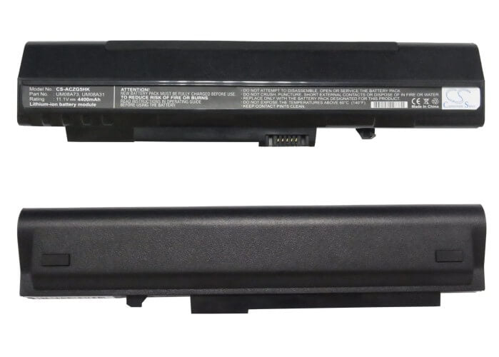 Black, 11.1V, 4400mAh, Li-ion Battery fits Acer, Aspire One, Aspire One 531h, 48.84Wh