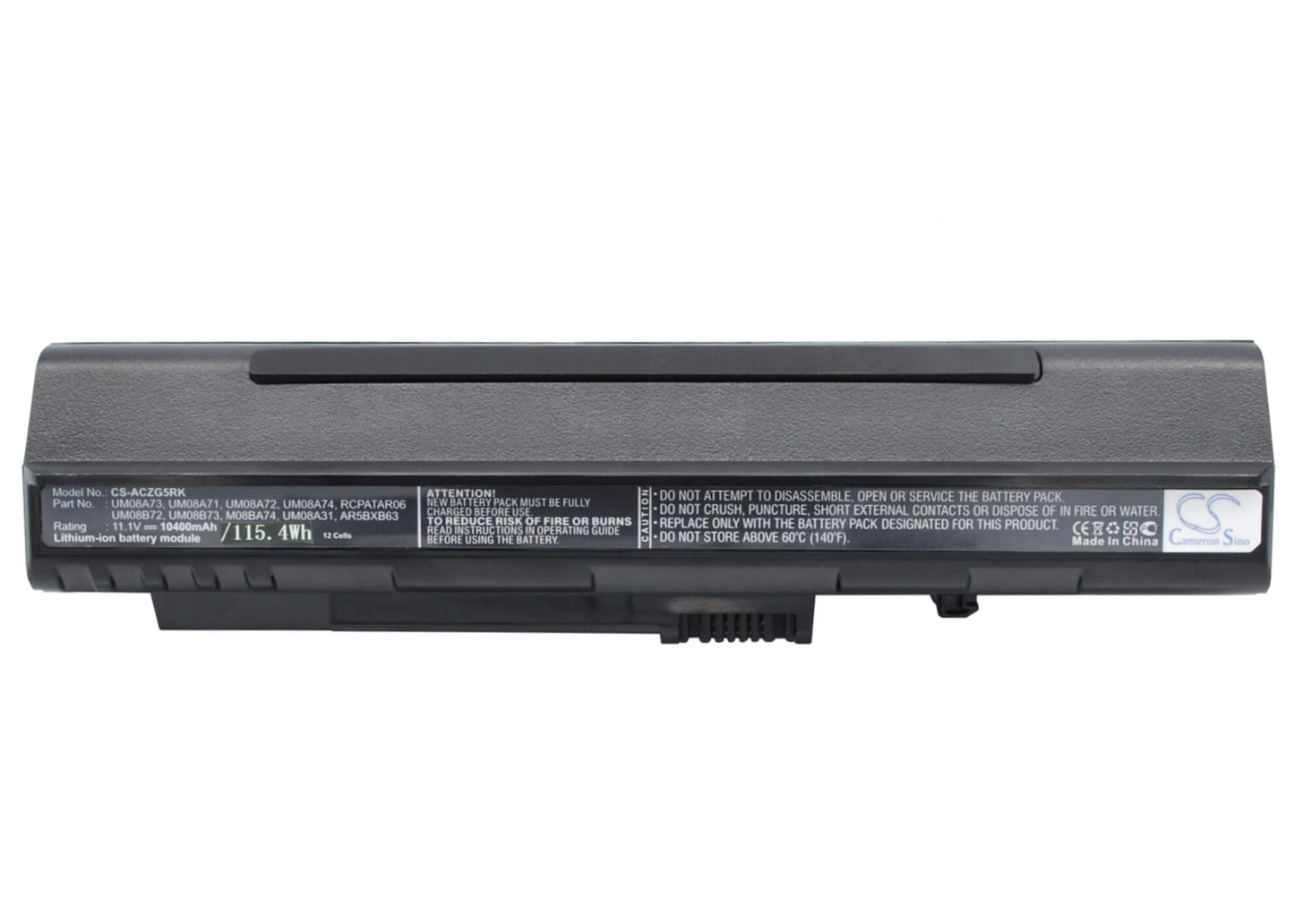 Black, 11.1V, 10400mAh, Li-ion Battery fits Acer, Aspire One 10.1"" (black), Aspire One 8.9"" (black), 115.44Wh