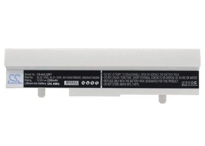 White, 10.8V, 2200mAh, Li-ion Battery fits Asus, Eee Pc 1001ha, Eee Pc 1005, 23.76Wh