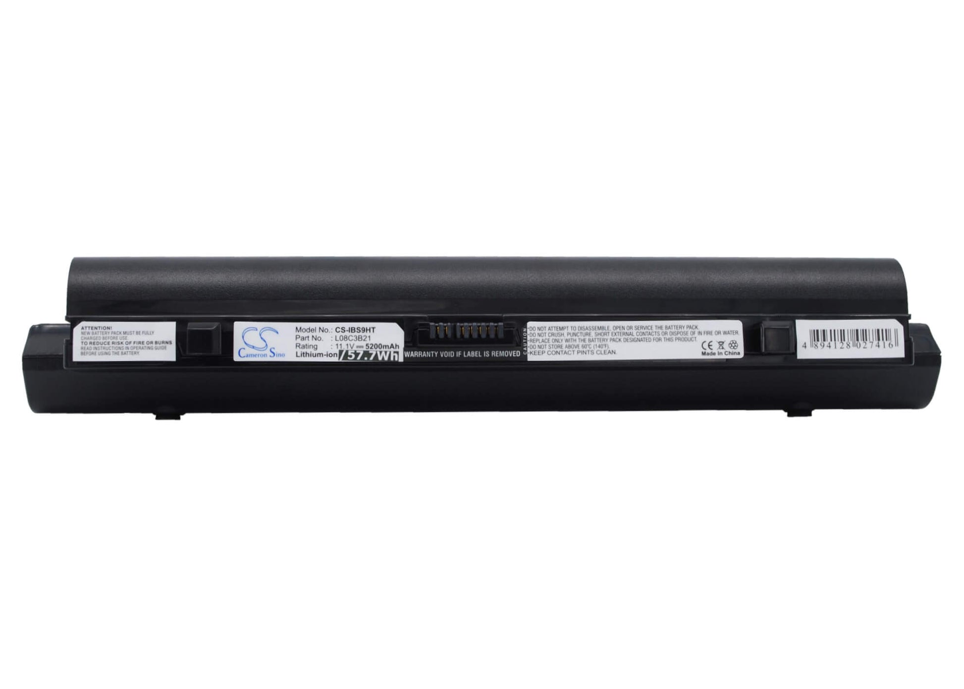 Black, 11.1V, 5200mAh, Li-ion Battery fits Lenovo, Ideapad S10, Ideapad S10 20015, 57.72Wh