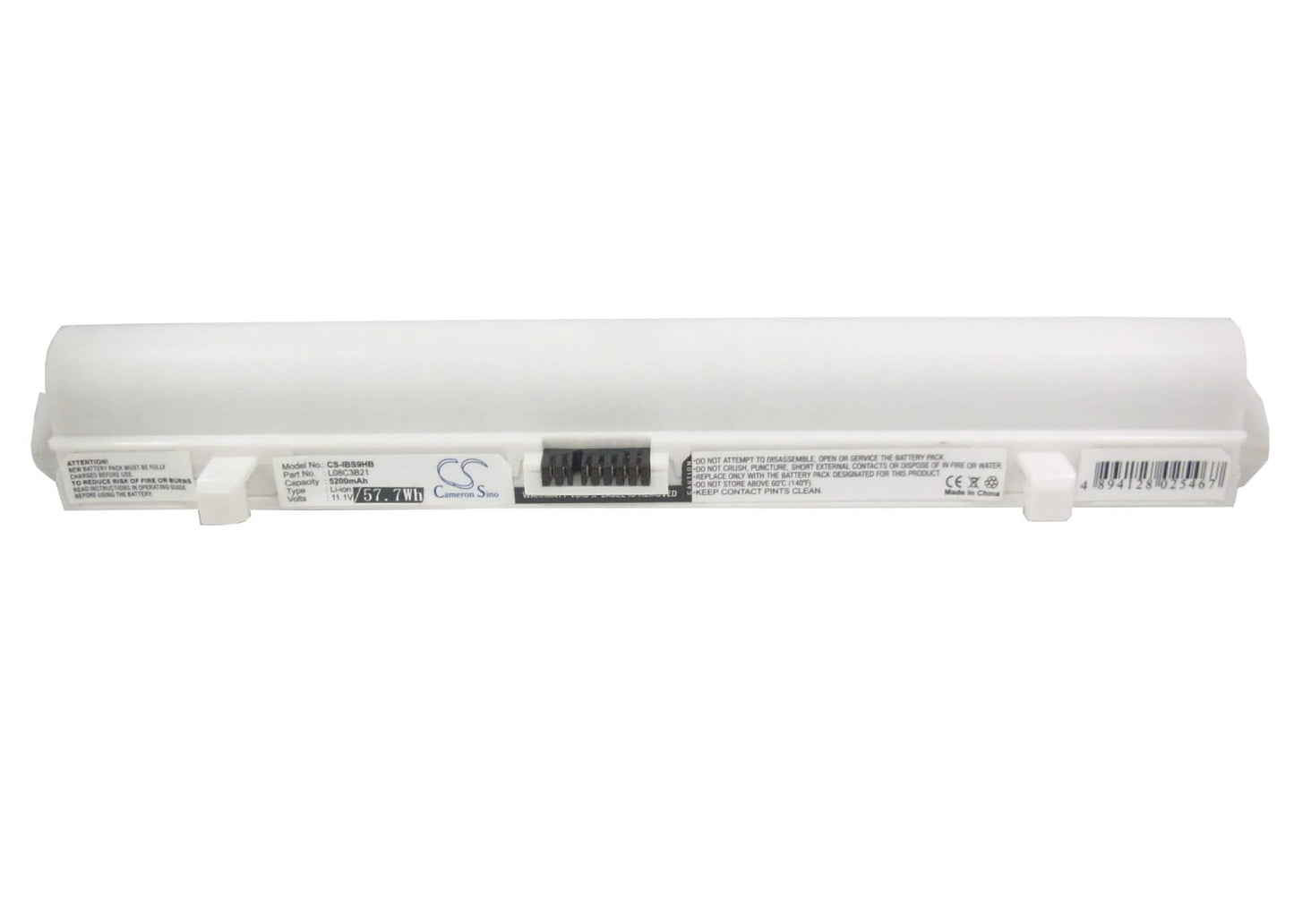 White, 11.1V, 5200mAh, Li-ion Battery fits Lenovo, Ideapad S10, Ideapad S10 20015, 57.72Wh