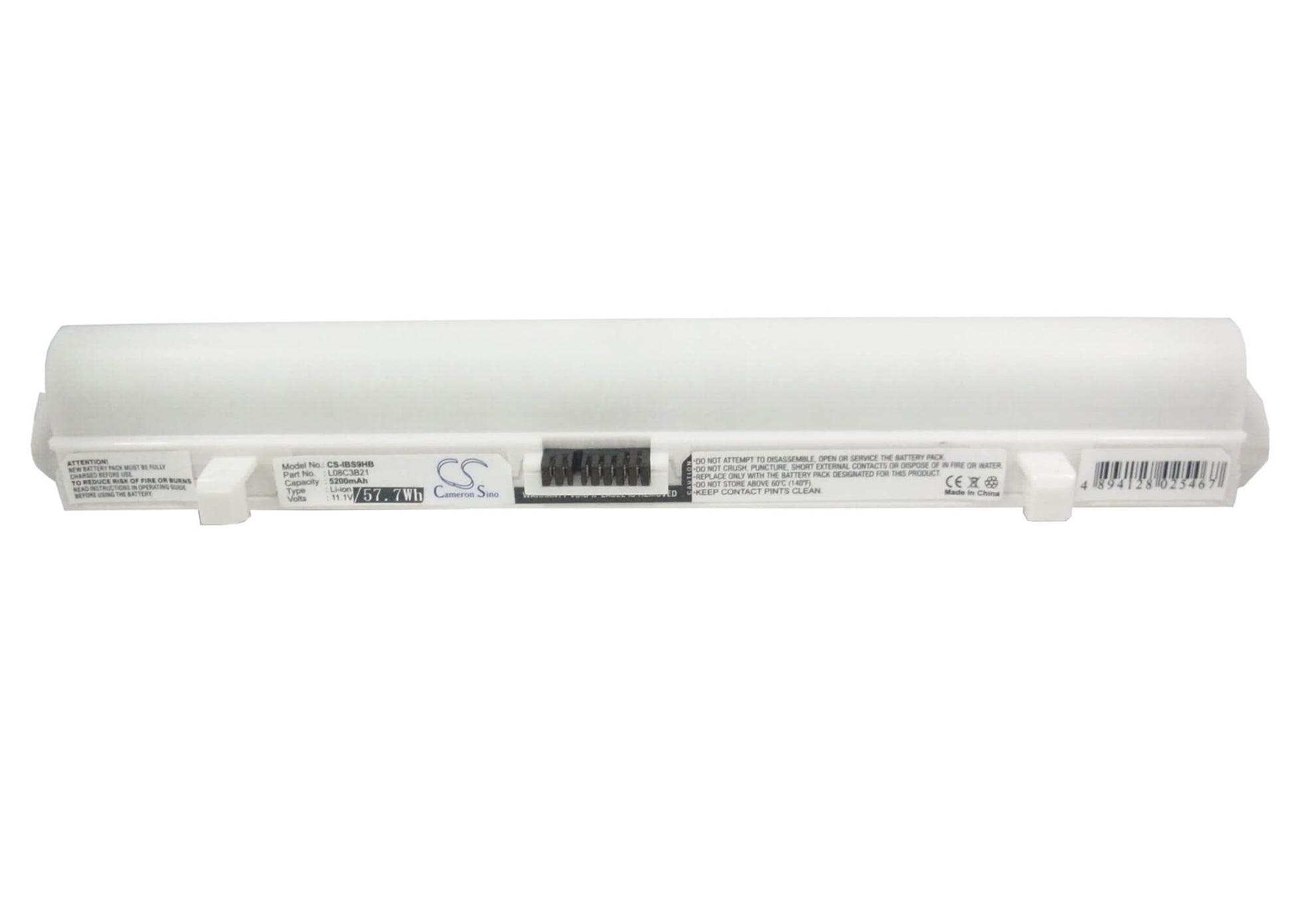 White, 11.1V, 5200mAh, Li-ion Battery fits Lenovo, Ideapad S10, Ideapad S10 20015, 57.72Wh