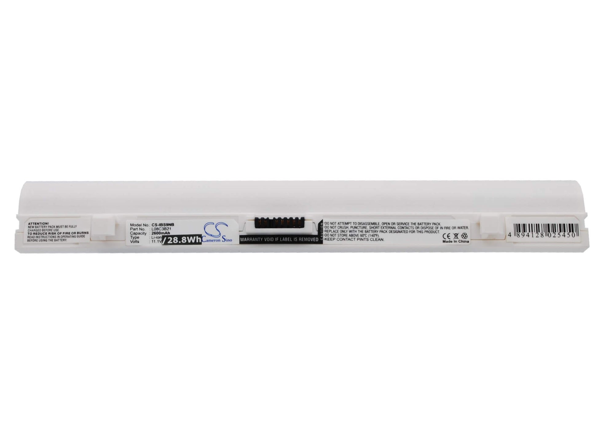 White, 11.1V, 2600mAh, Li-ion Battery fits Lenovo, Ideapad Ideapad S10 20015, Ideapad S10, 28.86Wh