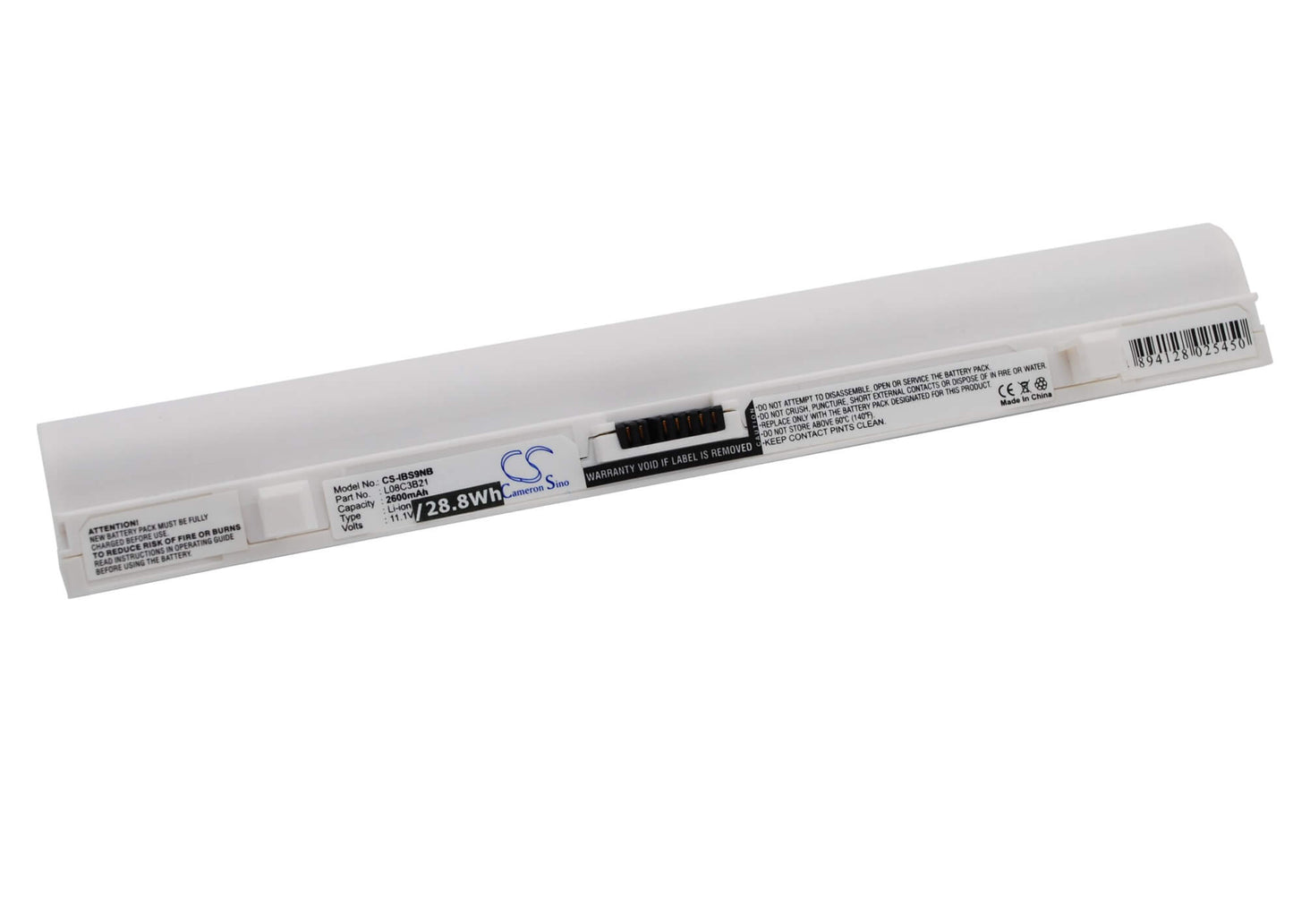 White, 11.1V, 2600mAh, Li-ion Battery fits Lenovo, Ideapad Ideapad S10 20015, Ideapad S10, 28.86Wh