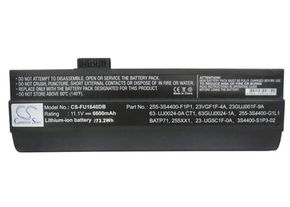 11.1V, 6600mAh, Li-ion Battery fits Fujitsu-siemens, Amilo A1640, Amilo A1645, 73.26Wh
