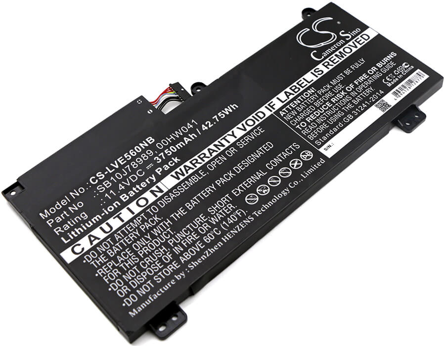 11.4V, 3750mAh, Li-ion Battery fits Lenovo, Thinkpad E560p, Thinkpad S5, 42.75Wh