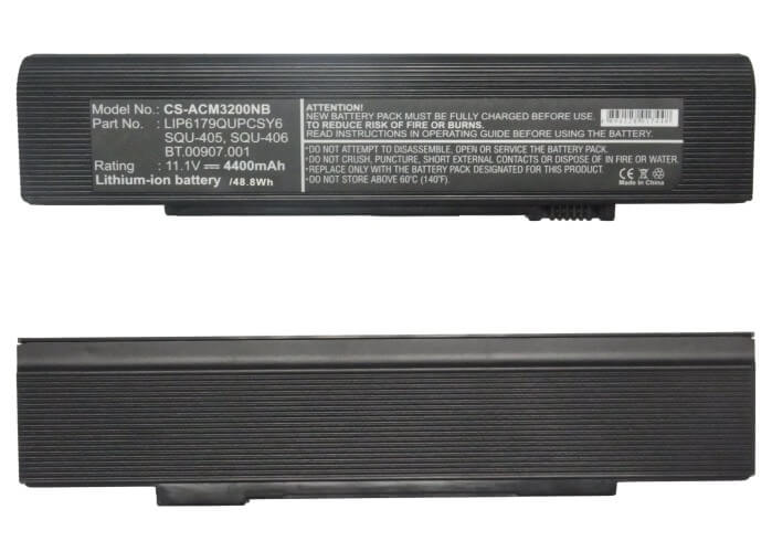 11.1V, 4400mAh, Li-ion Battery fits Acer, Travelmate 3200, Travelmate 3200xci, 48.84Wh