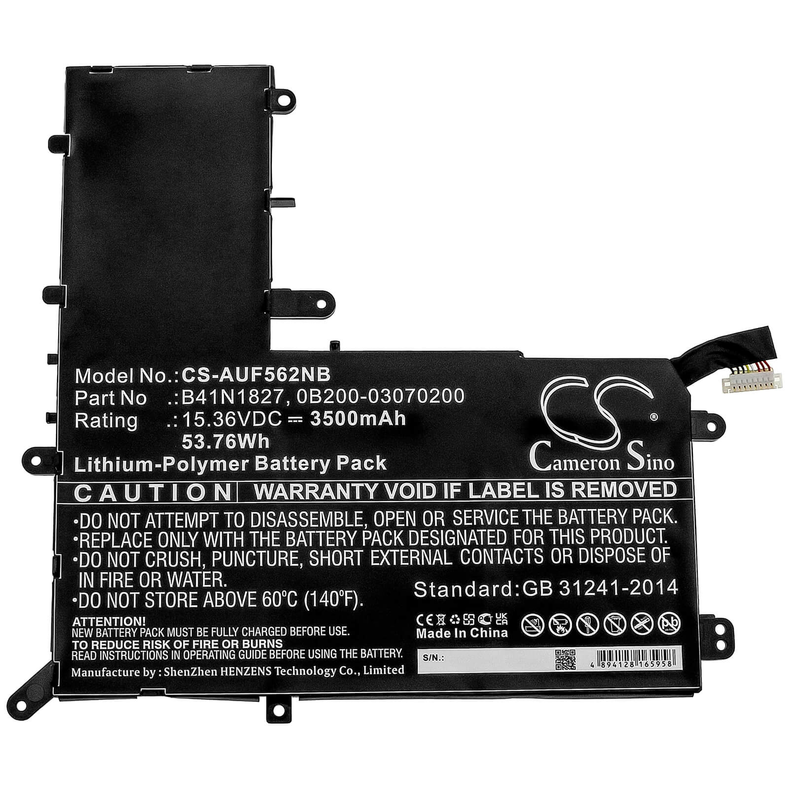 15.36V, 3500mAh, Li-Polymer Battery fits Asus, Ux562fa, Ux562fa-2g, 53.76Wh
