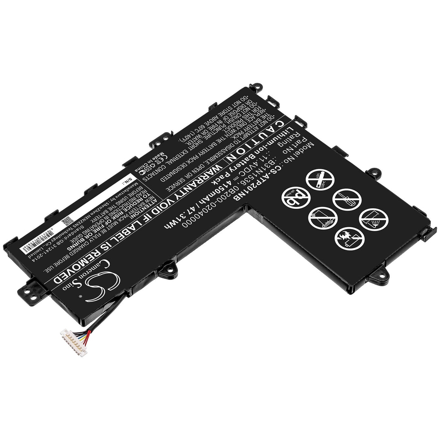 11.4V, 4150mAh, Li-ion Battery fits Asus, Tp201, Tp201sa, 47.31Wh