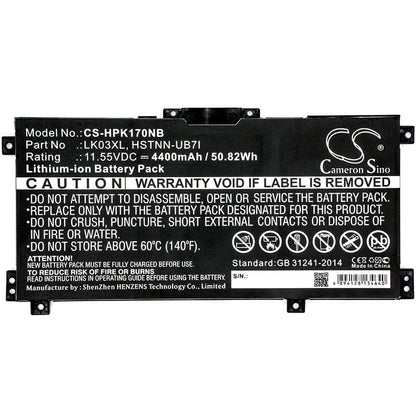 11.55V, 4400mAh, Li-ion Battery fits Hp, 2ps80ea, 2pt04ea, 50.82Wh
