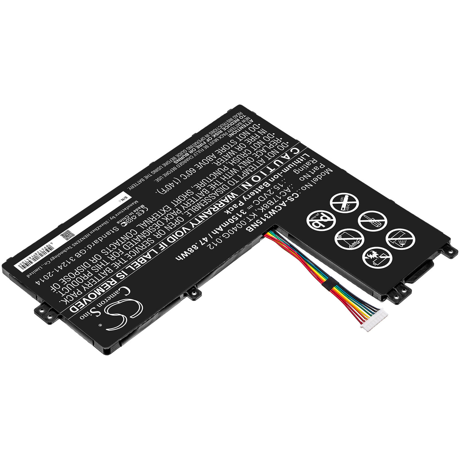 15.2V, 3150mAh, Li-ion Battery fits Acer, Sf315-52g-51hv, Sf315-52g-55ew, 47.88Wh