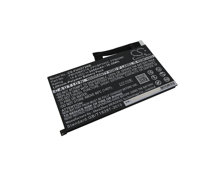 14.8V, 2450mAh, Li-Polymer Battery fits Fujitsu, Lifebook Uh572, 36.26Wh