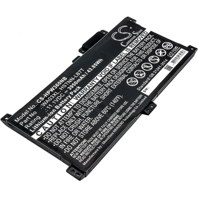 11.1V, 3950mAh, Li-ion Battery fits Hp, Pavilion X360 - 15-br041nr, Pavilion X360 14-ba016na, 43.845Wh
