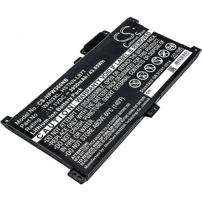 11.1V, 3950mAh, Li-ion Battery fits Hp, Pavilion X360 - 15-br041nr, Pavilion X360 14-ba016na, 43.845Wh
