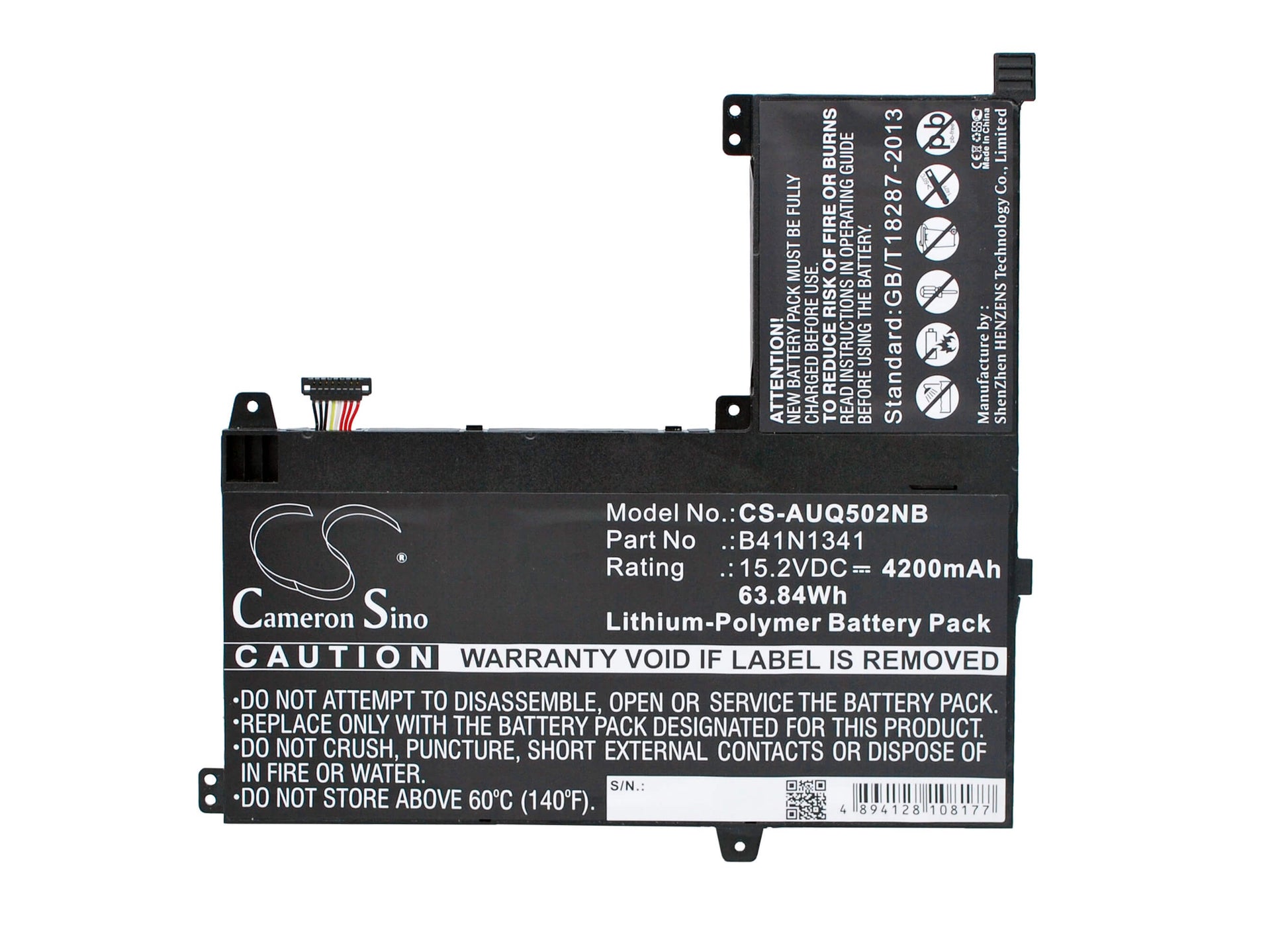 15.2V, 4200mAh, Li-Polymer Battery fits Asus, Q502l, Q502la, 63.84Wh