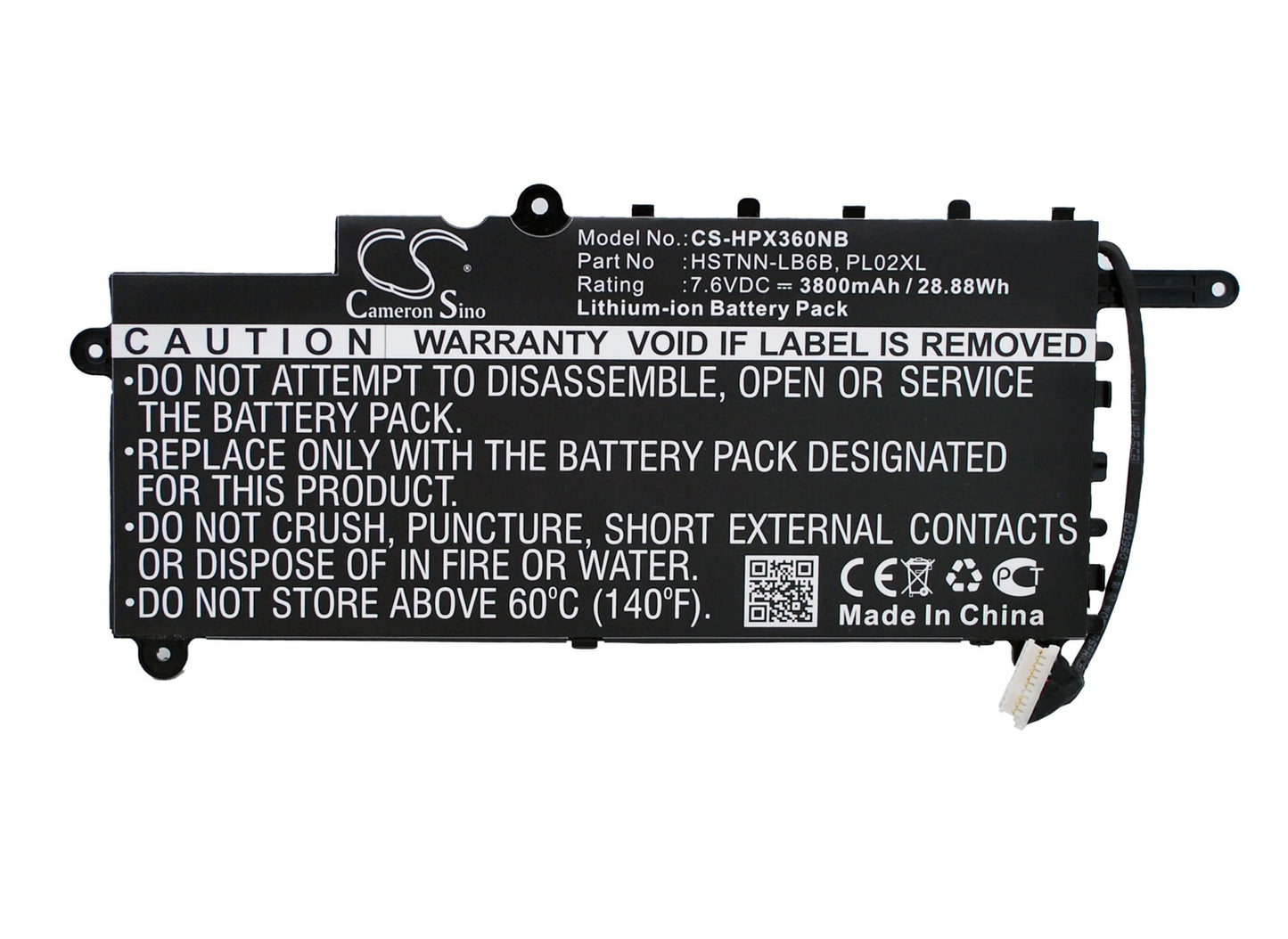 7.6V, 3800mAh, Li-ion Battery fits Hp, Envy 14-u005tx(j6m91pa), Pavilion 11 X360, 28.88Wh