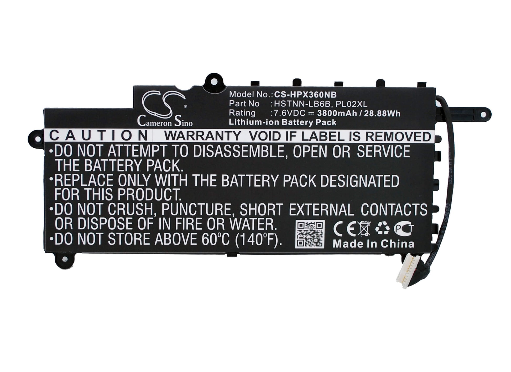 7.6V, 3800mAh, Li-ion Battery fits Hp, Envy 14-u005tx(j6m91pa), Pavilion 11 X360, 28.88Wh