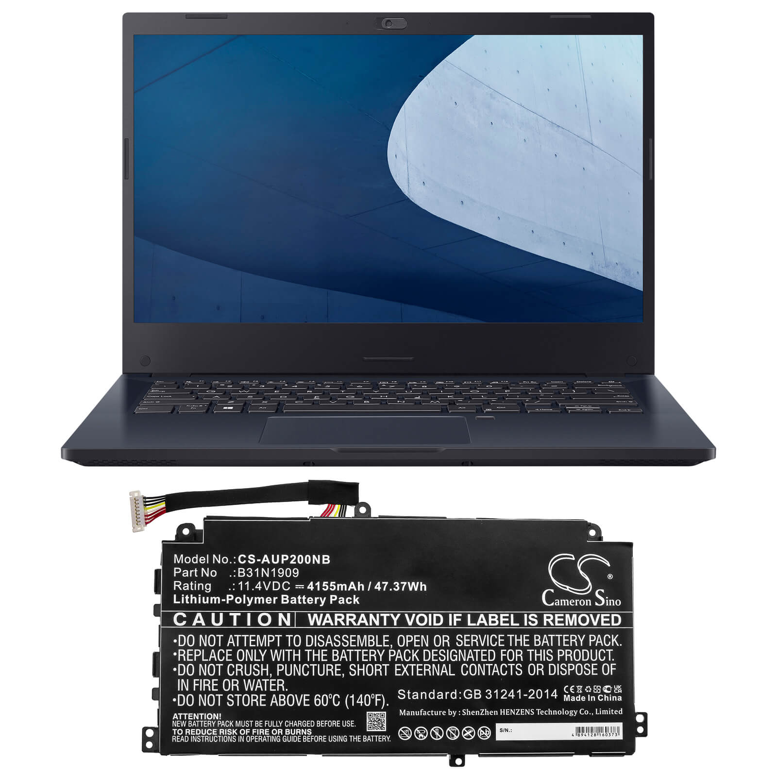 11.4V, 4155mAh, Li-Polymer Battery fits Asus, Expertbook P2 P2451, Expertbook P2 P2451fa-eb0091r, 47.367Wh